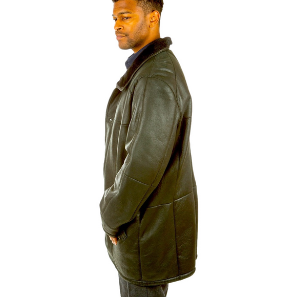 Werner Christ Patchwork Shearling leather Coat black size EU 54 or Large